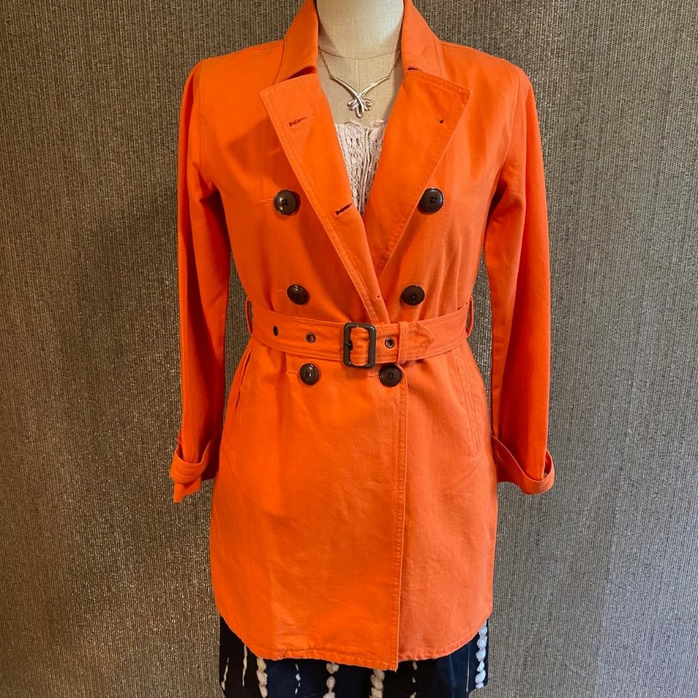 Crazy 8 Mod Vintage Orange Cotton Double Breasted Trench w/Belt
